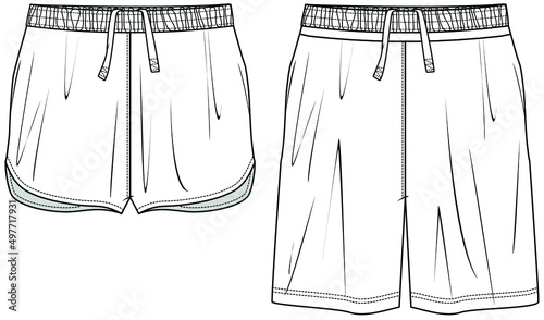 women elastic waist shorts pants vector illustration.