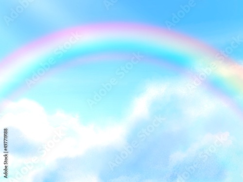虹と空の水彩背景素材
