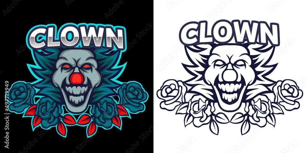 The clown esport logo mascot design