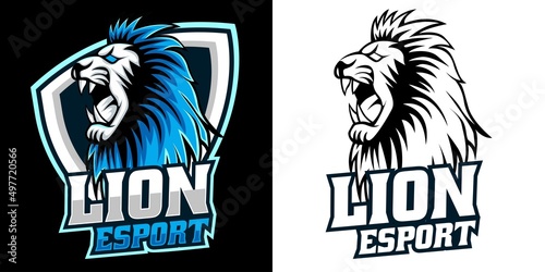 lion head esport logo mascot design