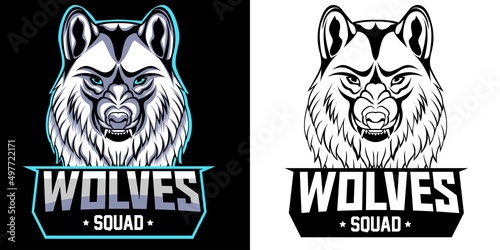 white wolves esport logo mascot design