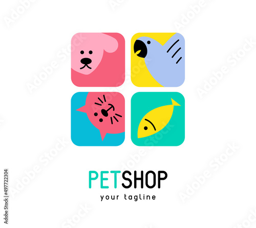 Pet animal shop store veterinary clinic company logo icon