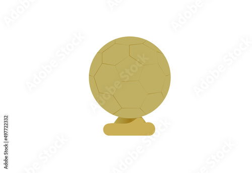 The Ballon d'Or award, which is presented to the best football player of every year, in white background