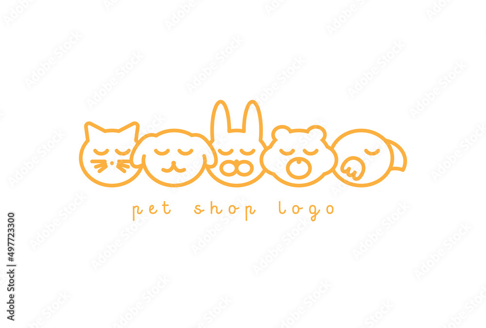 Flat logo pet animal shop veterinary clinic store