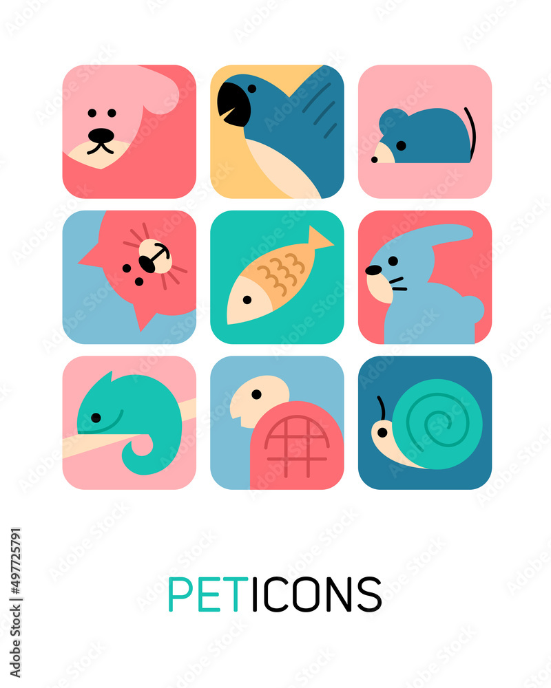 Pets animal icons logo shop store veterinary clinic company