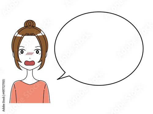 怒った表情の女性と吹き出しのイラスト