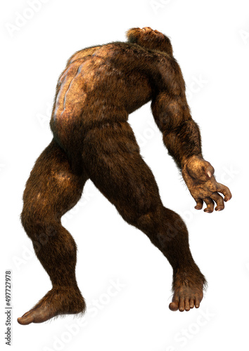 3D Rendering Sasquatch on White