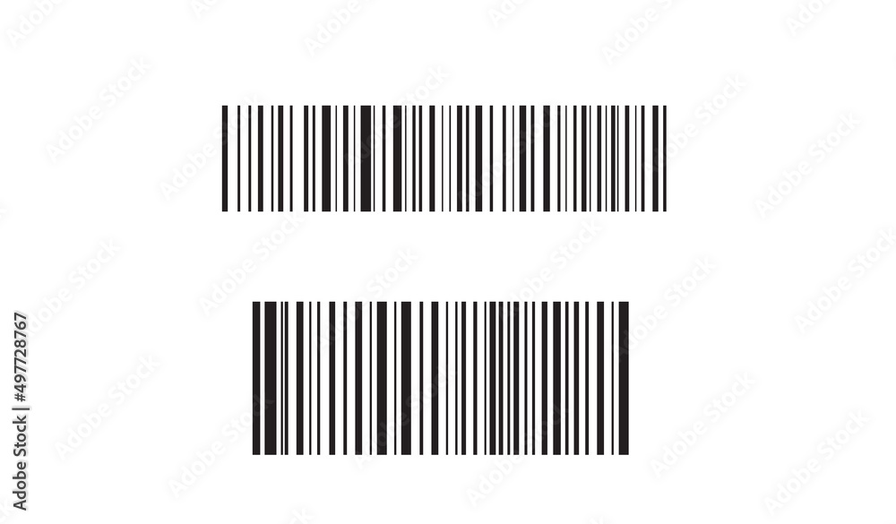 Horizontal black bar code on white background. Realistic barcode icon. Vector illustration. Horizontal black bar code on white background. Realistic barcode icon. Vector illustration.