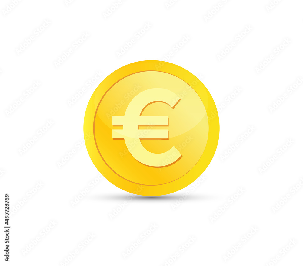 Euro Golden coin on white background. Currency symbols. Money sign. Vector illustration. Euro Golden coin on white background. Currency symbols. Money sign. Vector illustration.