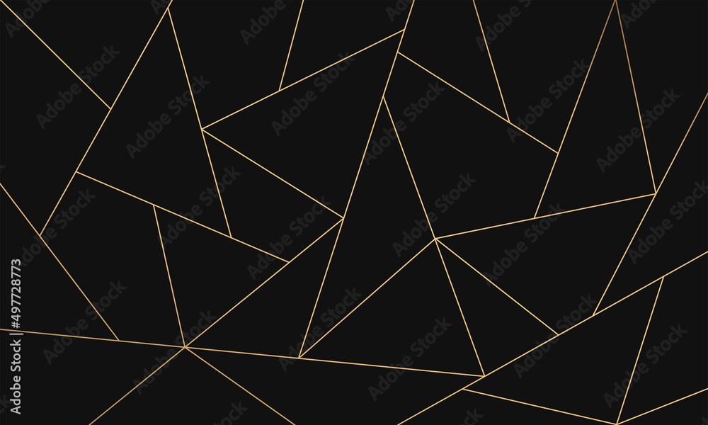 Black triangular pattern. Golden lines background. Mosaic gold and black texture. Luxury style. vector illustration.