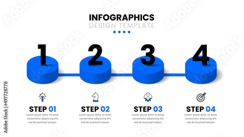 Infographic template with icons and 4 options or steps. Columns