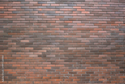 Red brick wall background , wide angle view