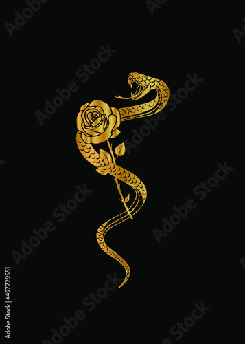 
Beautiful illustration on the theme of animals with a beautiful snake and rose.