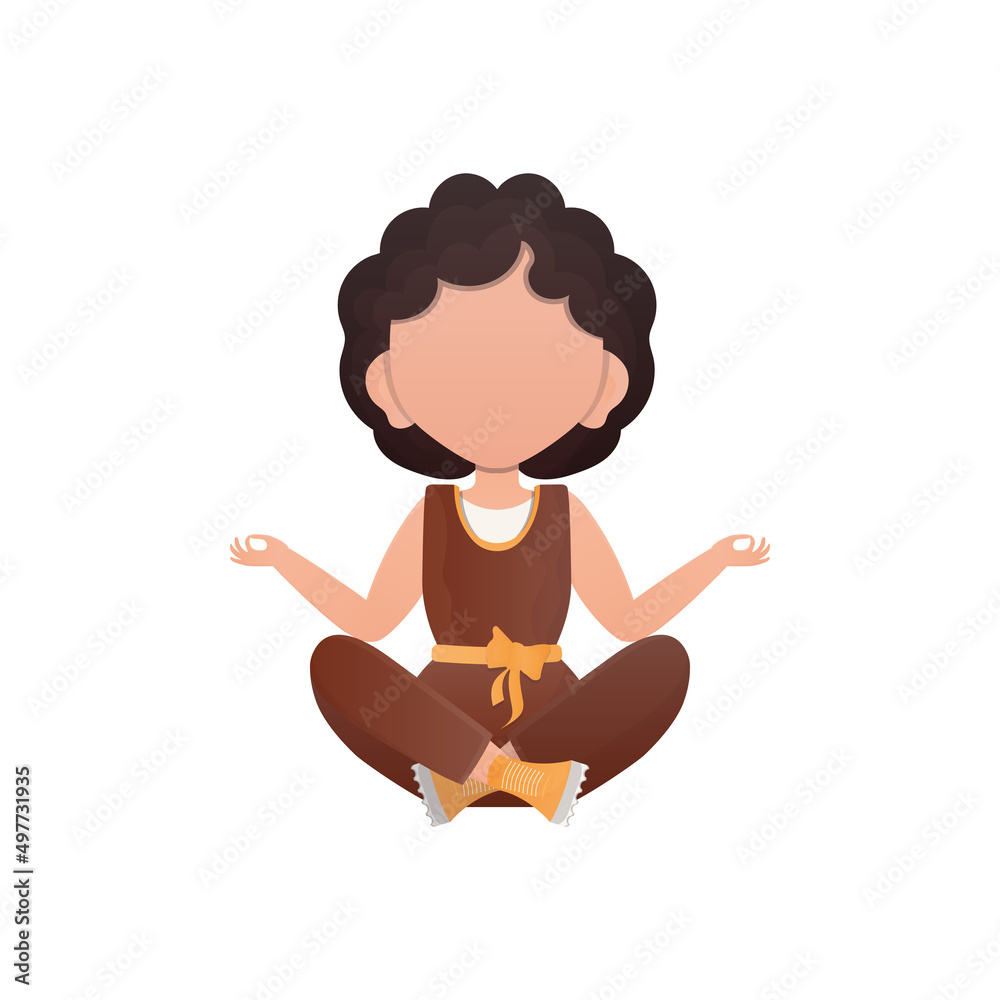 Little girl is meditating. Isolated. Cartoon style. Little girl is meditating. Isolated. Cartoon style.