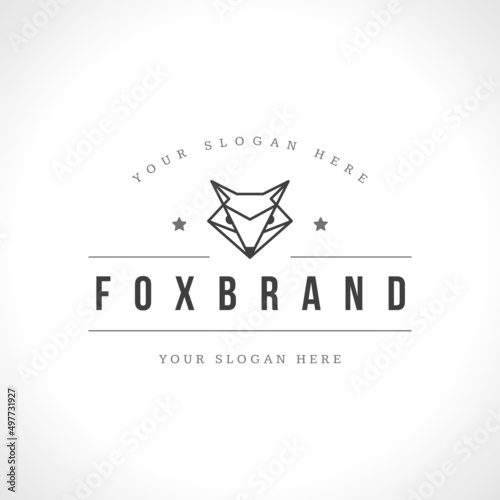 Vintage fox face line art logotype emblem symbol. Can be used for labels, badges, stickers, logos vector illustration. photo