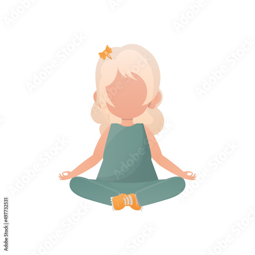 Little girl is doing yoga. Isolated. Vector.