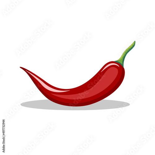 Red chili hot pepper in flat style. Spicy pepper vector illustration