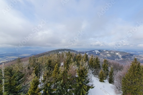 View of the hills and mountains in winter