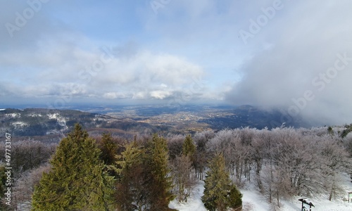 View of the hills and mountains in winter