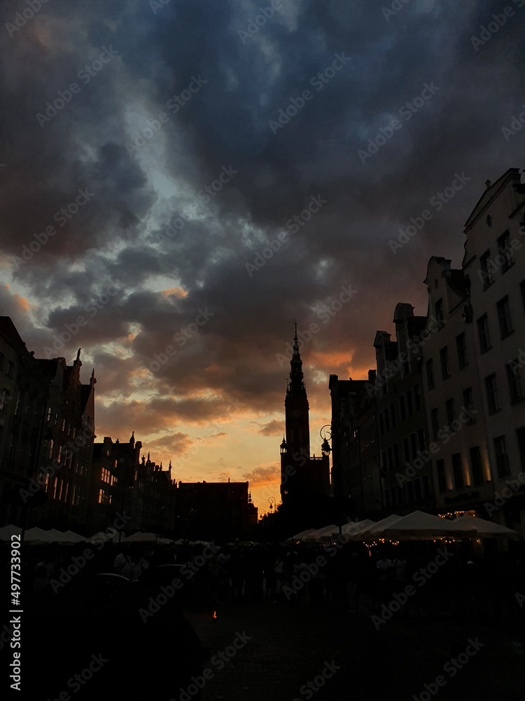 Evening sky over the old town