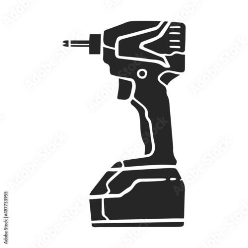 Hand drawn icon Cordless electric drill icon.