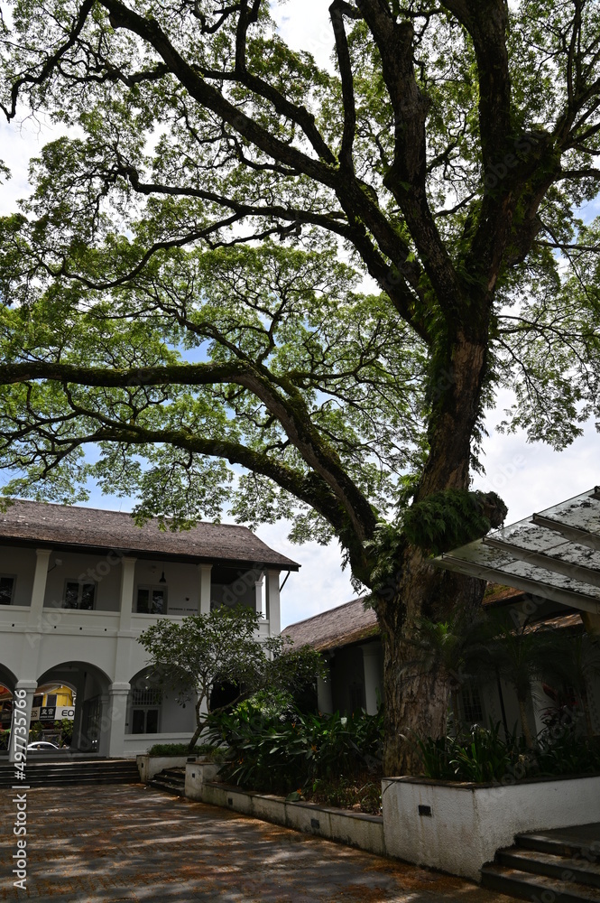 Kuching, Sarawak Malaysia - April 8, 2022: The Old Court House, India Street and Carpenter Street