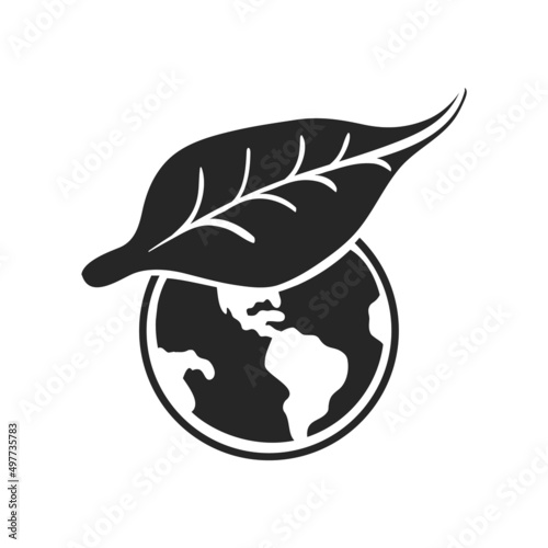 Hand drawn icon Globe leaf