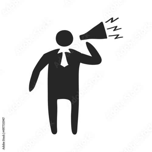 Hand drawn icon Businessman loudspeaker