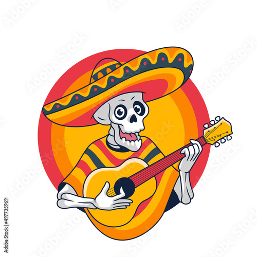 Cartoon Mascot of Mexican Skull