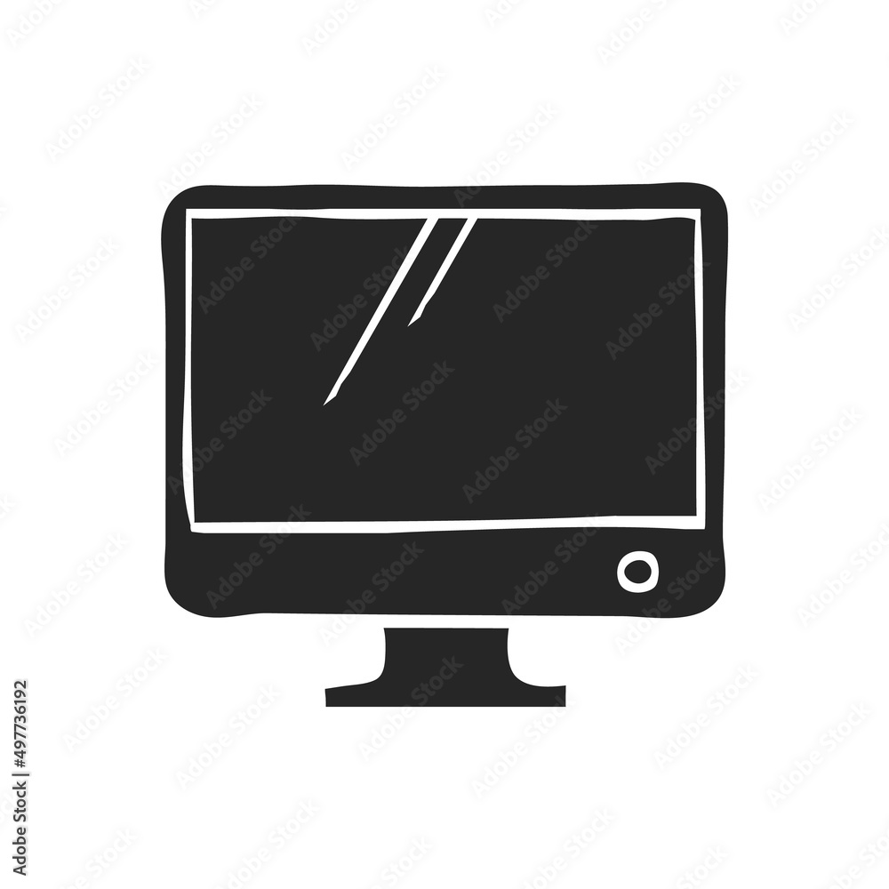 Hand drawn icon Desktop computer Hand drawn icon Desktop computer