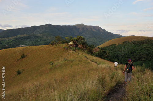 People walking down a hill to reach viewpoint at Mount Taypas, Coron, Philippines.  © Dammer