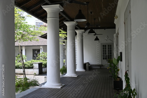 Kuching, Sarawak Malaysia - April 8, 2022: The Old Court House, India Street and Carpenter Street