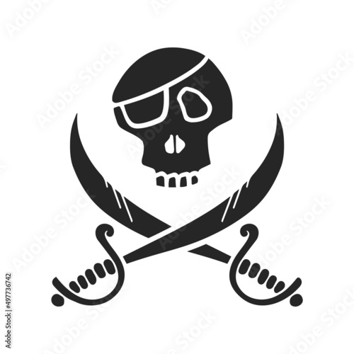 Hand drawn icon Skull and swords icon vector illustration