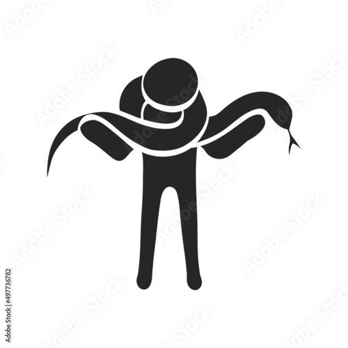 Hand drawn icon Man holding snake