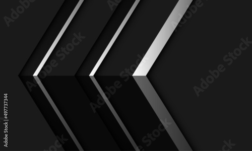 Abstract silver black metallic arrow direction with blank space design modern futuristic background vector