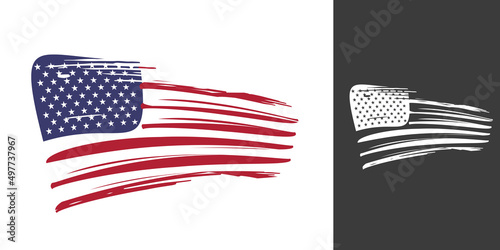The United States of America grunge texture style colorful and white usa flag design