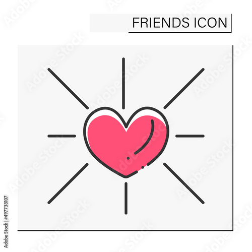 Kindness color icon. Feeling compassion. Caring about people. Human virtue and value. Heart. Friends line icon. Isolated vector illustration