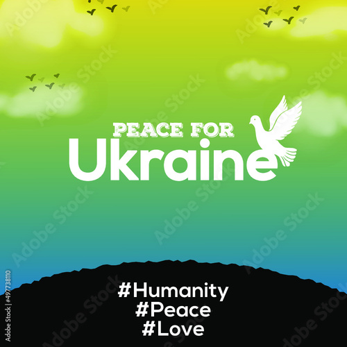 Peace For Ukraine Blue Yellow Background Social Media Design Banner
