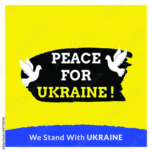 Peace For Ukraine Blue Yellow Background Social Media Design Banner