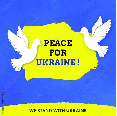 Peace For Ukraine Blue Yellow Background Social Media Design Banner