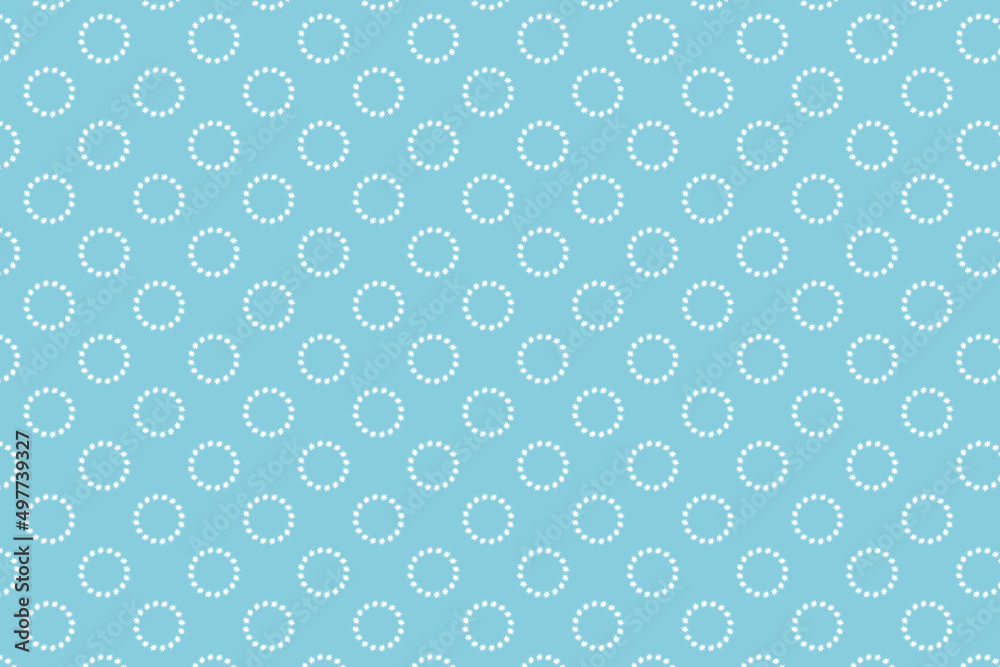 Seamless and pattern of circle group and there are jagged edge around it isolated on blue background. Pattern simple design for decorated of wallpaper, clothes, and graphic printing business.
