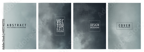 Set of abstract background cover designs. Halftone effect. Vector graphics. Abstract background.