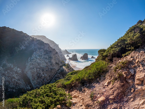 Praia da Ursa beach by Cabo da Roca, between Cascais and Sintra on the Lisbon coast of Atlantic ocean, Portugal photo