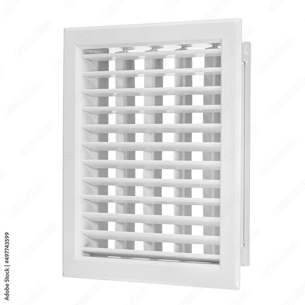 Ventilation grille for cooling and supplying fresh air to the premises. Isolated on a white background. Ventilation of kitchen, bathroom, apartment, office, bar, restaurant, warehouse Ventilation grille for cooling and supplying fresh air to the premises. Isolated on a white background. Ventilation of kitchen, bathroom, apartment, office, bar, restaurant, warehouse