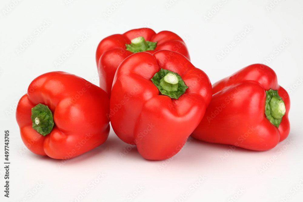 red colour pepper or bell pepper or Capsicum white background
