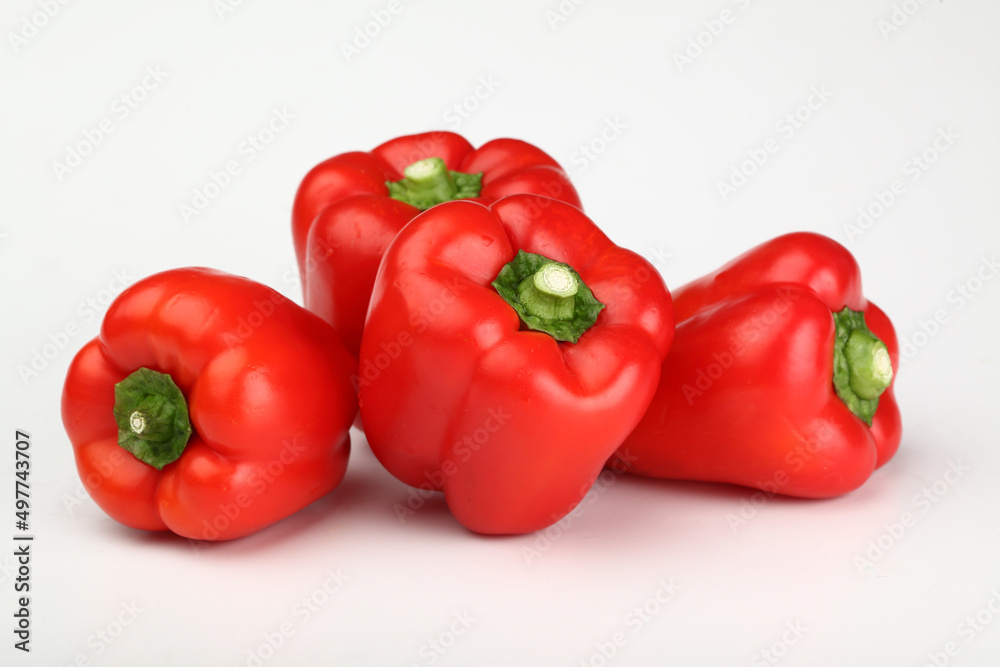 red colour pepper or bell pepper or Capsicum white background red colour pepper or bell pepper or Capsicum white background