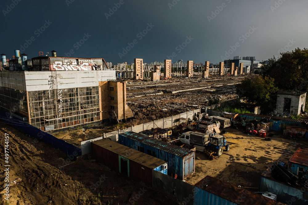 MOSCOW, RUSSIA - AUGUST 5, 2018: The ruin of the former ZIL plant that produced refrigerators and cars