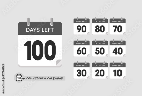 10日ごとのカウントダウンのカレンダーのセット - あと100日-10日・DAYS LEFT 100-10