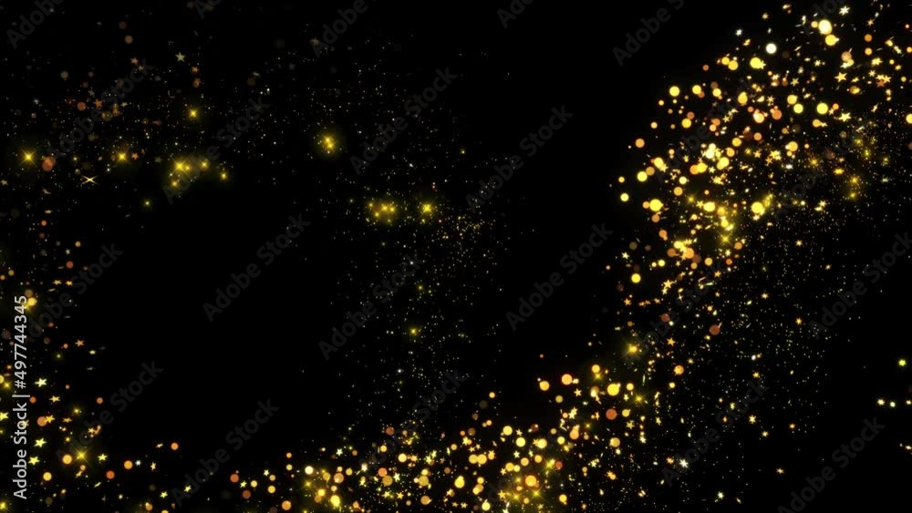 Golden glitter Magic Trails with Particle flight with sparkling light Animation. Shining Christmas gold particles sparkles intro background. Luxury magic festive effect bokeh. Dust trail 3D render Golden glitter Magic Trails with Particle flight with sparkling light Animation. Shining Christmas gold particles sparkles intro background. Luxury magic festive effect bokeh. Dust trail 3D render