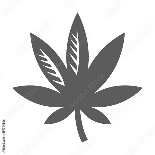 Cannabis minimalist monochrome icon vector flat illegal healing greenery plant hemp herbal grass © Vikivector